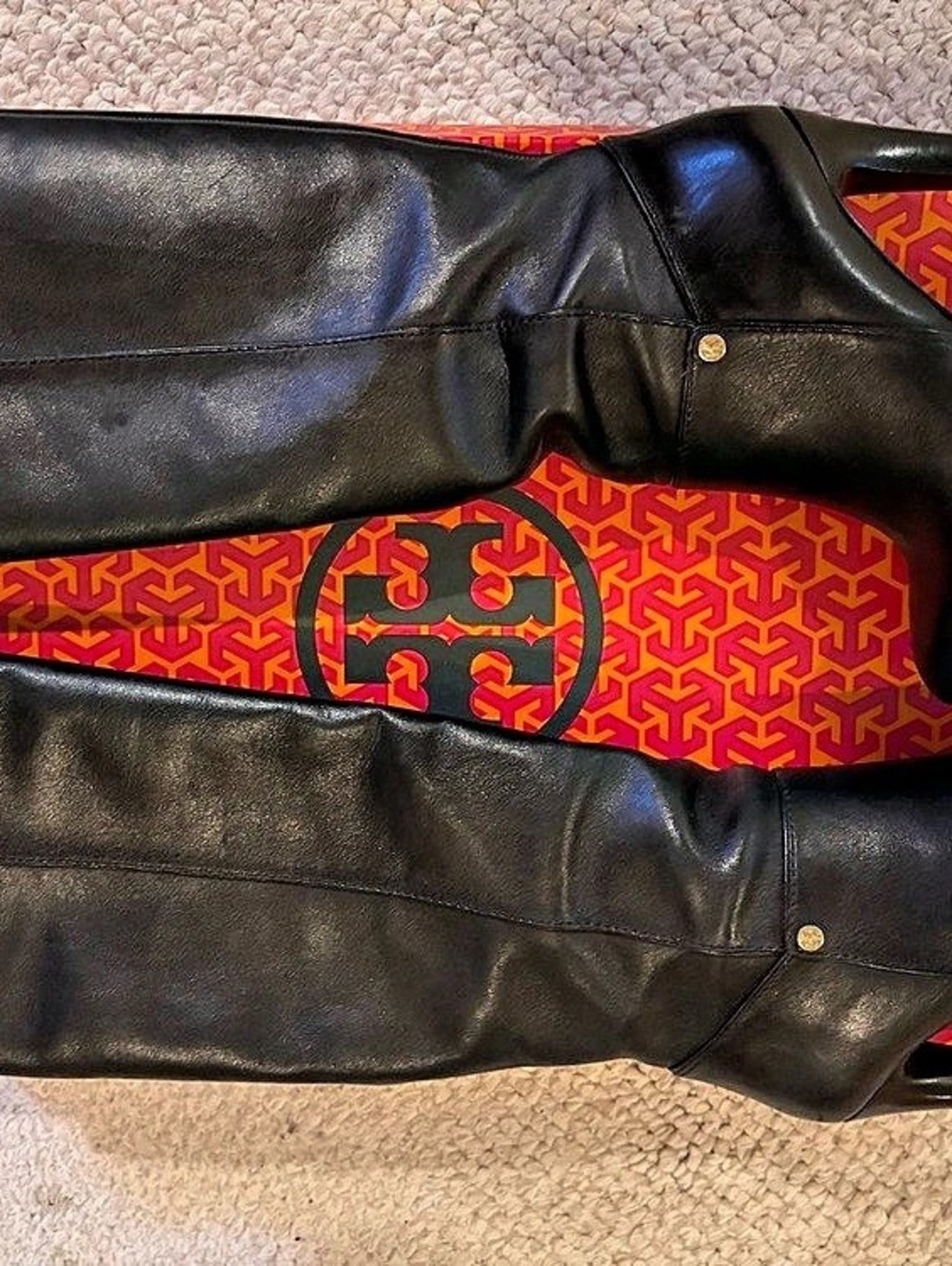 Tory Burch Kasey High Heel Boot Black Leather Heeled Boots US 6